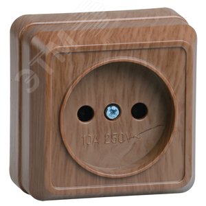 OKTAVA Розетка 1-местная без заземления для открытой установки 10А РС20-2-ОД дуб GENERICA