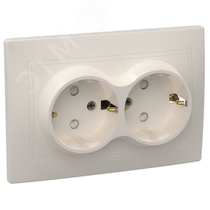 KVARTA Розетка 2-местная с заземлением с защитными шторками 16А РСш12-3-ККм кремовый GENERICA