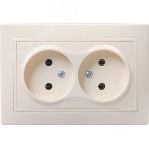 KVARTA Розетка 2-местная без заземления без защитных шторок 10А кер. РС12-2-Км кремовый GENERICA