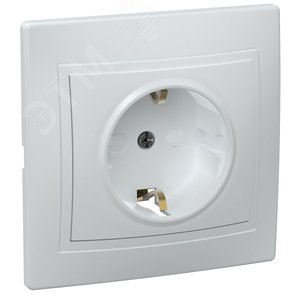 KVARTA Розетка 1-местная с заземлением с защитными шторками 16А кер. РСш10-3-КБ белый GENERICA