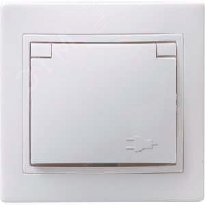 KVARTA Розетка 1-местная с заземлением с защитными шторками с крышкой 16А РСбш10-3-КБ белый GENERICA