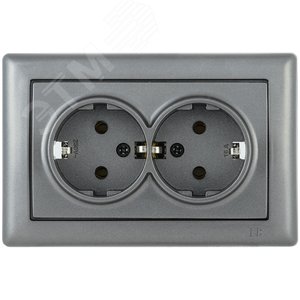 Розетка двойная с заземляющим контактом 16А BOLERO антрацит (ERB21-K95-16)