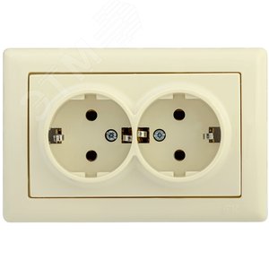 Розетка 2-ая с заземляющим контактом 16А BOLERO кремовый