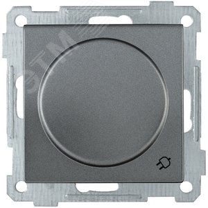 РС16-1-0-Б Розетка с заземляющим контактом с защитной шторкой и крышкой 16А BOLERO антрацит