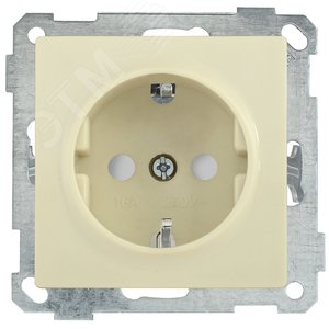 РС14-1-0-Б Розетка с заземляющим контактом с защитной шторкой 16А BOLERO кремовый