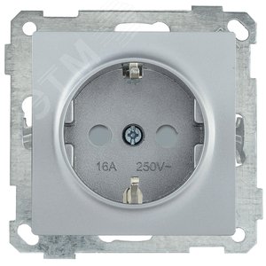 РС14-1-0-Б Розетка с заземляющим контактом с защитной шторкой 16А BOLERO серебряный