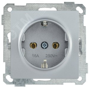 РС11-1-0-Б Розетка с заземляющим контактом 16А BOLERO серебряный