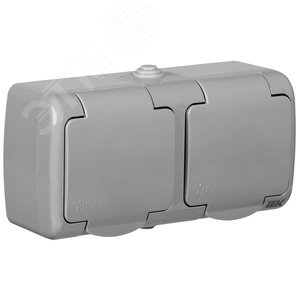 AQUATIC Розетка 2-ая с з/к откр. уст. 16А IP54    РСш22-2-А - IEK (ИЭК)