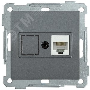 РK10-1-Б Розетка компьютерная RJ45 Cat5e BOLERO антрацит