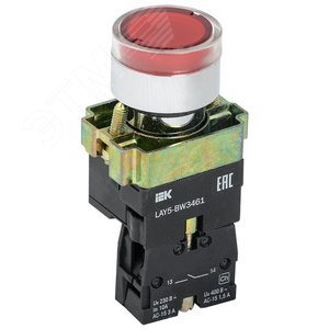 Кнопка управления красная LAY5-BW3461 1но с подсветкой 240В - IEK (ИЭК)