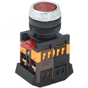 Кнопка красная ABLFS-22 1з+1р плоская с подсветкой неон 240В - IEK (ИЭК)