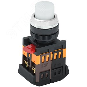 Кнопка белая ABLFS-22 1з+1р с подсветкой неон 240В - IEK (ИЭК)