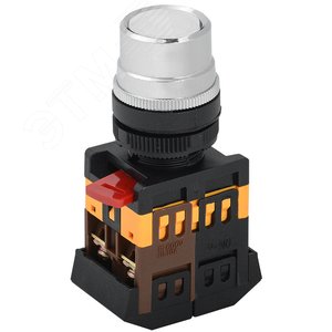 Кнопка белая ABLFS-22 1з+1р с подсветкой неон 240В - IEK (ИЭК)