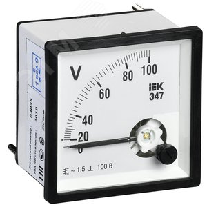 Вольтметр 100 В 96х96 AC непосредственное включение Э47 - IEK (ИЭК)