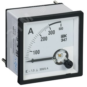 Амперметр Э47 300/5А 96х96 AC включение через трансформатор 1.5 класс точности - IEK (ИЭК)