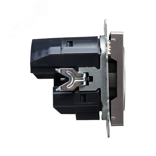 BRITE Розетка с заземлением с защитными шторками 16А с USB A+C 18Вт РЮш11-1-БрС сталь - фото 3