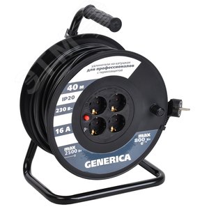 Удлинитель силовой УК40 с термозащитой 4 места 2P+PE/40м 3х1.5мм2 GENERICA - IEK (ИЭК)