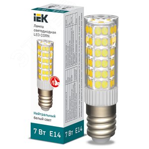 Лампа светодиодная CORN капсула 7Вт 230В 4000К керамика E14 - IEK (ИЭК)