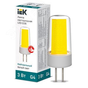 Лампа светодиодная COB капсула 3Вт 230В 4000К керамика G4 - IEK (ИЭК)