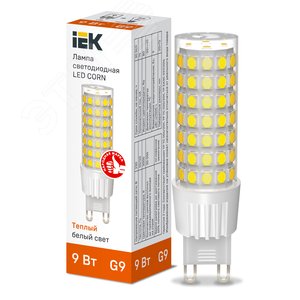 Лампа светодиодная CORN капсула 9Вт 230В 3000К керамика G9 - IEK (ИЭК)