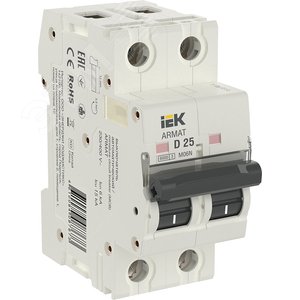 Выключатель автоматический двухполюсный D 20А M06N - IEK (ИЭК)