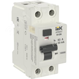 Выключатель дифференциального тока R10N (УЗО) 2п 63А 30мА тип AC - IEK (ИЭК)