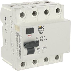Выключатель дифференциального тока R10N (УЗО) 4п 100А 300мА тип AC - IEK (ИЭК)
