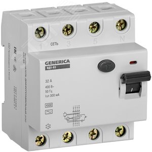 УЗО ВД1-63 4Р 32А 300мА GENERICA - IEK (ИЭК)