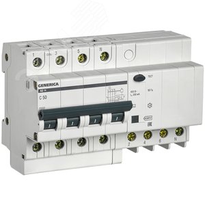 Выключатель автоматический дифференциальный АД14 4Р 50А 300мА GENERIC
