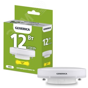 Лампа светодиодная T80 таблетка 12Вт 230В 3000К GX53 GENERICA - IEK (ИЭК)
