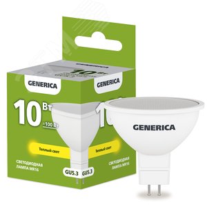 Лампа светодиодная MR16 софит 10Вт 230В 3000К GU5.3 GENERICA - IEK (ИЭК)