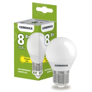 Лампа светодиодная G45 шар 8Вт 230В 3000К E27 GENERICA - IEK (ИЭК)