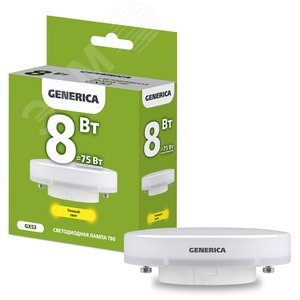 Лампа светодиодная T80 таблетка 8Вт 230В 3000К GX53 GENERICA - IEK (ИЭК)
