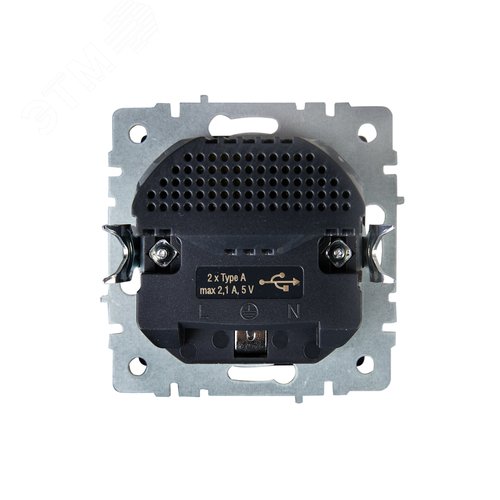 BRITE Розетка с заземлением с защитными шторками 16А с USB A+A 2,1А РЮш10-1-БрА алюминий - фото 4