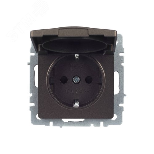BRITE Розетка с заземлением с защитными шторками и крышкой 16А IP20 РСбш10-3-БрТБ темная бронза - фото 10
