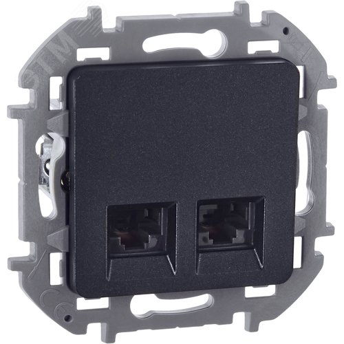 Розетка компьютерная двойная RJ45 категория 6 UTP антрацит INSPIRIA - Legrand
