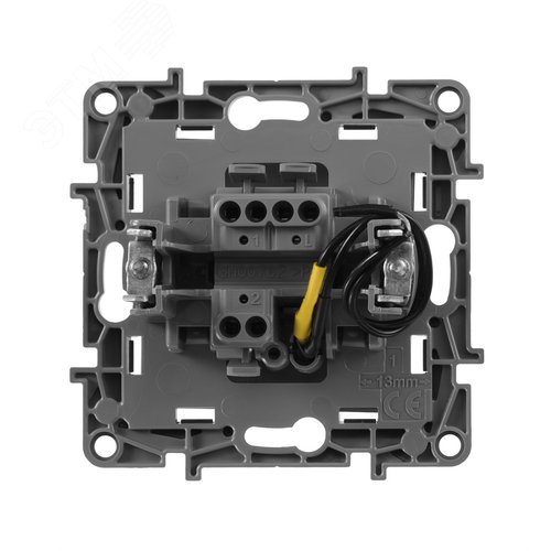 Выключатель 1-клавишный проходной с подсветкой/индикацией 10А безвинтовое крепление алюминий ETIKA 3