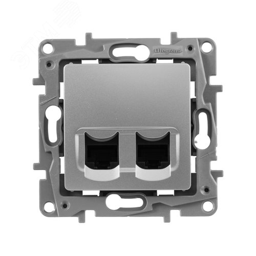 Розетка компьютерная двойная RJ45 категория 5Е UTP алюминий ETIKA 3