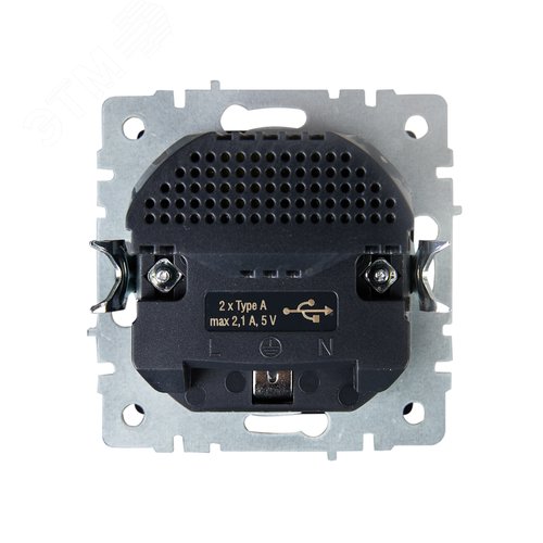 BRITE Розетка с заземлением с защитными шторками 16А с USB A+A 2,1А РЮш10-1-БрГ графит - фото 4