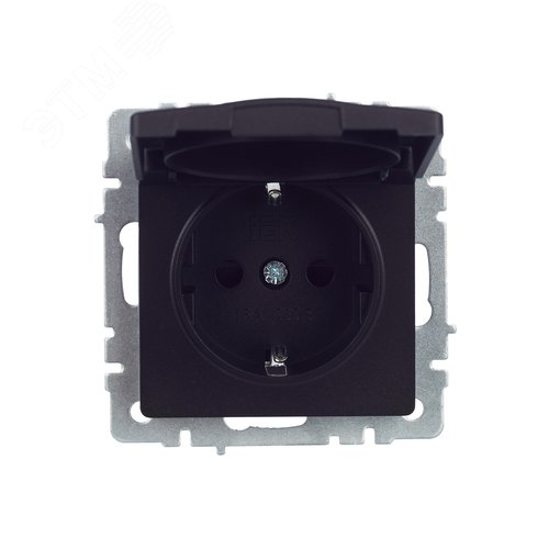BRITE Розетка с заземлением с защитными шторками и крышкой 16А IP44 РСбш10-3-44-БрЧ черный - фото 10