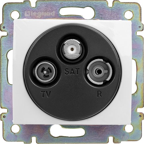 VALENA Розетка TV-FM-SAT проходная 1 4дБ в рамку белая