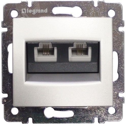VALENA Розетка телефонная RJ11х2 алюминий (770139) - Legrand