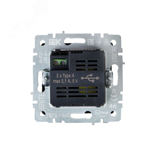 BRITE Розетка USB A+A 3.1А РЮ10-1-БрС сталь - фото 4