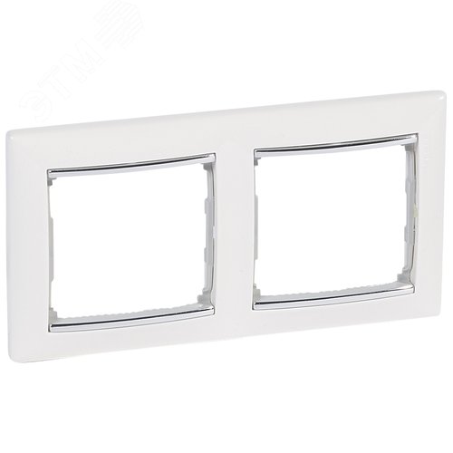 Рамка 2-местная белый (серебряный штрих) VALENA