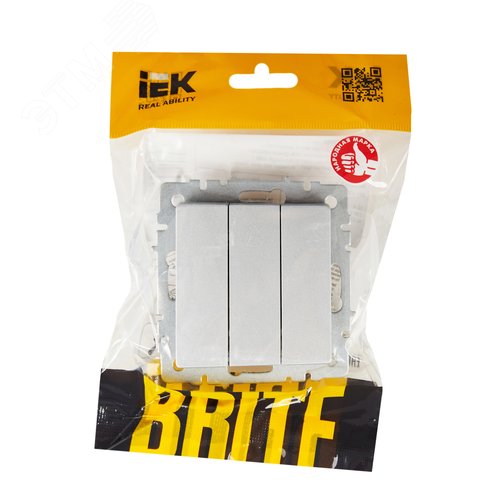BRITE Выключатель трехклавишный 10А ВС10-3-0-БрА алюминий - фото 6