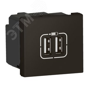 Розетка USB А+А для зарядки двойная Mosaic 2 модуля - матовая черная - фото 3