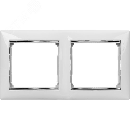 Рамка 2-местная белый (серебряный штрих) VALENA 2