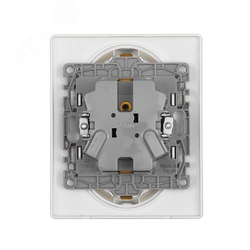 Розетка 2-местная с заземлением без защитных шторок 16А в сборе алюминий ETIKA 3