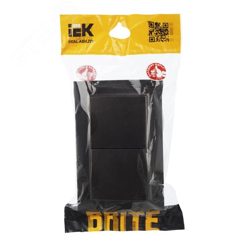 BRITE Розетка 2-местная с заземлением с защитными шторками и крышкой 16А в сборе IP44 РСбш12-3-44-БрТБ темная бронза - фото 2