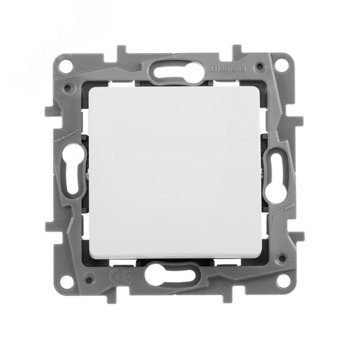 Выключатель 1-клавишный проходной самовозвратный 6А безвинтовое крепление белый ETIKA 2